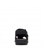 Men's Black Tumbled Leather Flat Sandals
