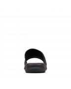 Men's Black Tumbled Leather Flat Sandals