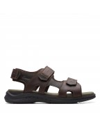 Men's Dark Brown Leather Flat Sandals