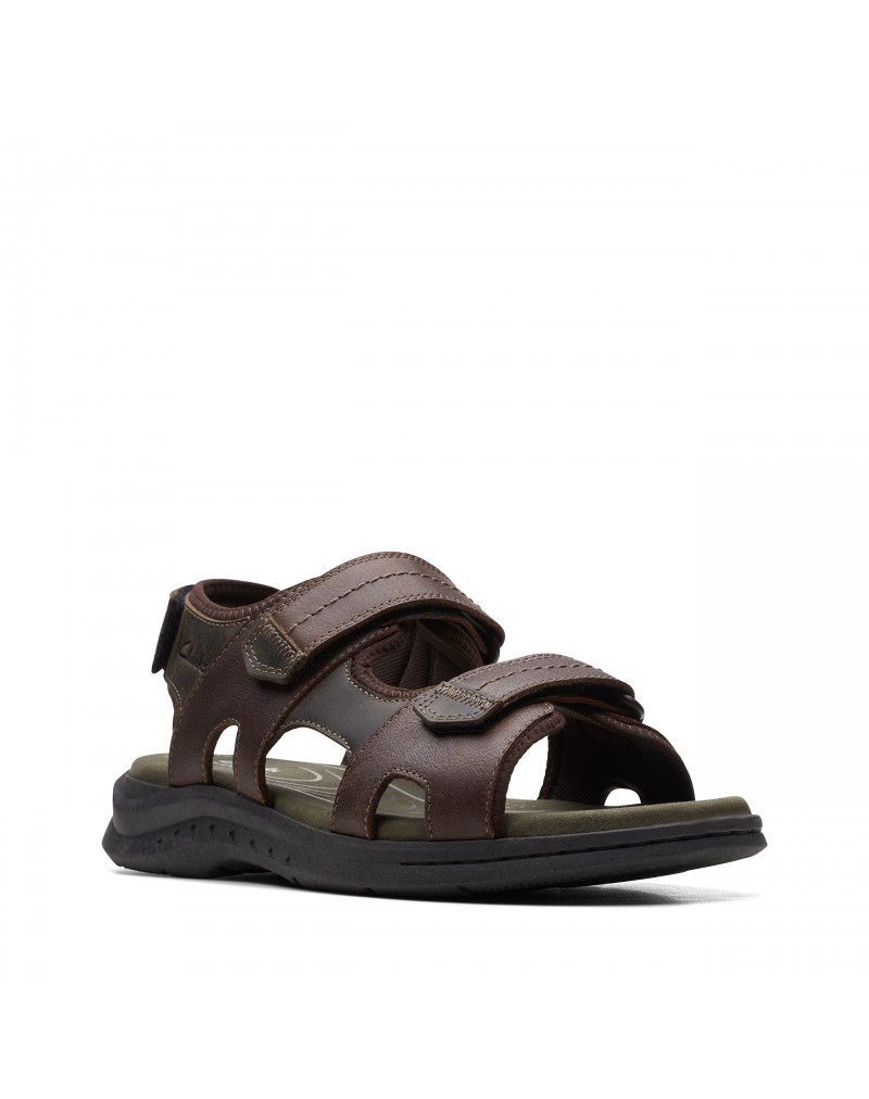 Men's Dark Brown Leather Flat Sandals