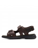 Men's Dark Brown Leather Flat Sandals