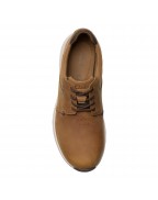 Men's Dark Tan Leather Flat Toe Sneakers
