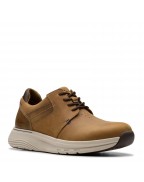 Men's Dark Tan Leather Flat Toe Sneakers
