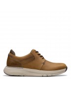 Men's Dark Tan Leather Flat Toe Sneakers